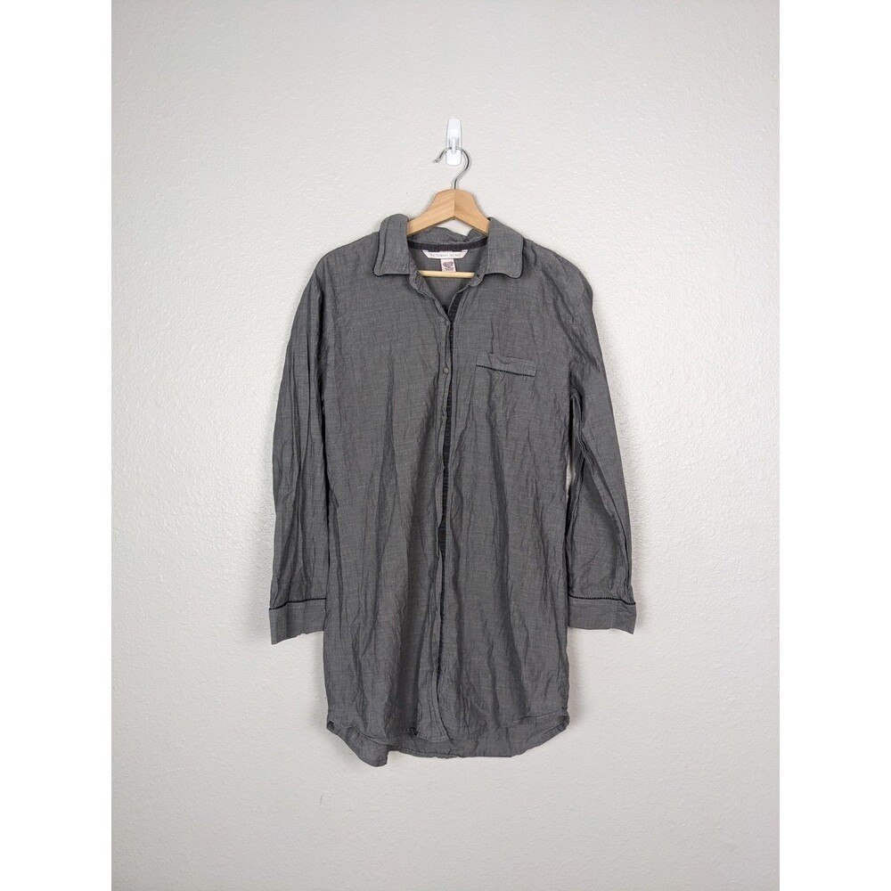 Victoria's Secret Pajama Shirt‎ Top Womens Gray Cotton (M)